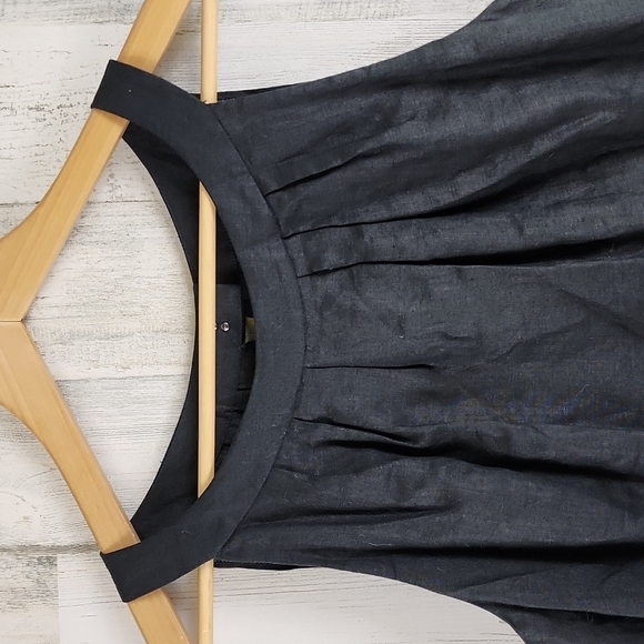 Loft 100% linen black halter dress fully lined kick pleat Size 14 - Picture 3 of 10